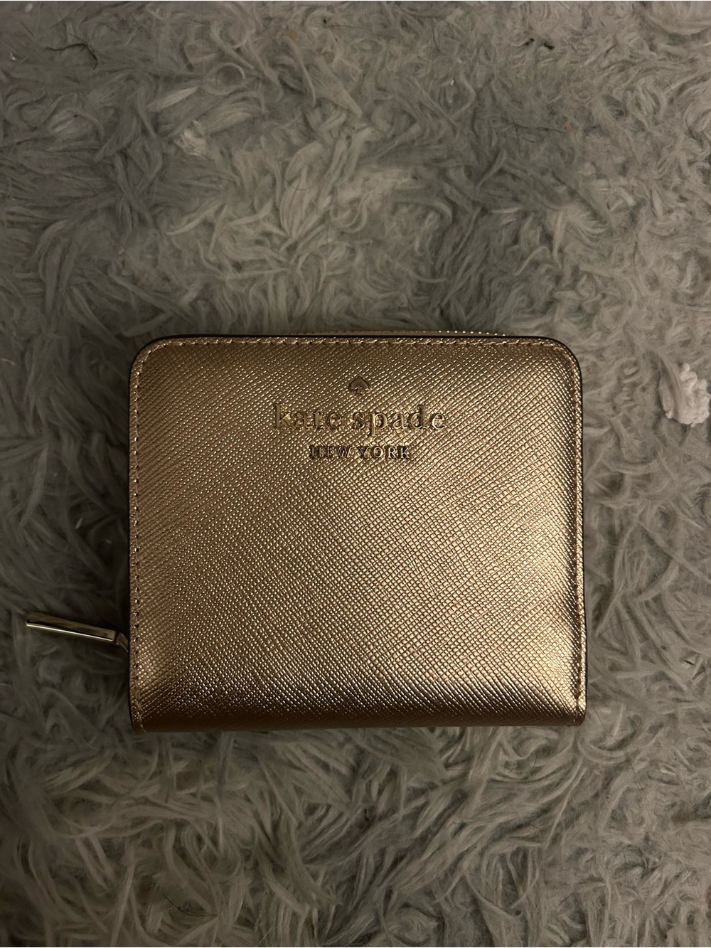 kate spade Metallic Rose Gold Zip Around Wallet
